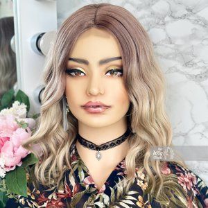 Ash Blonde Ombre Wavy Bob Small Lace Wig | Gift for Her | Zoey